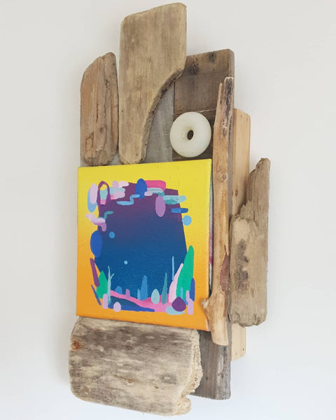 View Finder, painting and found wood